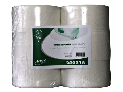 Toiletpapier 240218 Mini Jumbo Recycled Wit 2-Laags 12 rollen