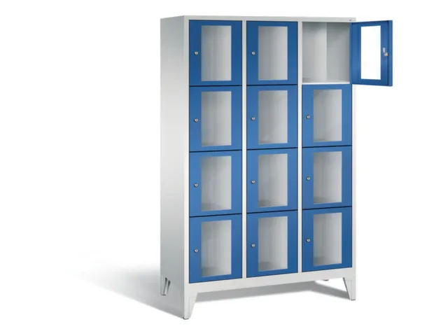 Lockerkast 1850x1200x500mm 3x4 vakken Cilinderslot Poten, RAL5010