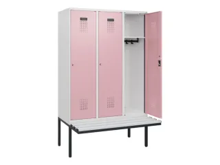 locker met bank,HxBxD 1950x1200x815mm,3vak,vak B 400mm,cilinderslot - 1