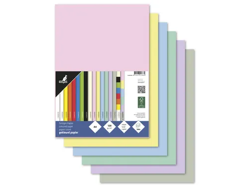 Papier Kangaro A4 120 grams pastel assorti pak a 100 vel