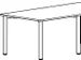 vergadertafel HxBxD 72x80x69cm trapezium Esdoorn 4voeten Alu