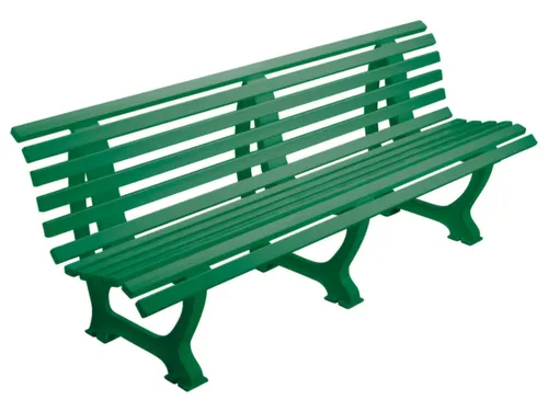 Kunststofbank 800x2000x450mm Zit H 410mm 12 Latten 3 Pootstellen Groen