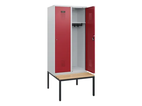 locker met bank,HxBxD 1950x800x815mm,2vak,vak B 400mm,cilinderslot