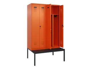 PBM-locker met bank,HxBxD 2120x1200x815mm,4vak,vak B 300mm - 1