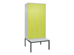 locker met bank,HxBxD 2120x900x815mm,3vak,vak B 300mm,cil.-slot
