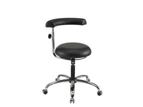 werkplaatsstoel kunstleer zwart HxØ 475-605mmx430mm wielen