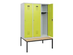 locker met bank,HxBxD 1950x1200x815mm,3vak,vak B 400mm,cilinderslot