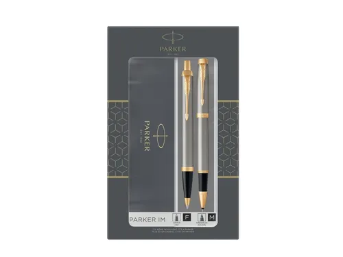 Balpen en Rollerpen Parker IM brushed metal GT medium 2 stuks