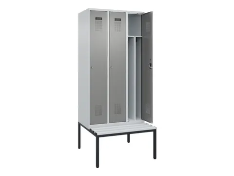 locker met bank,voor scheiding van kleding,HxBxD 2120x900x815mm,3vak