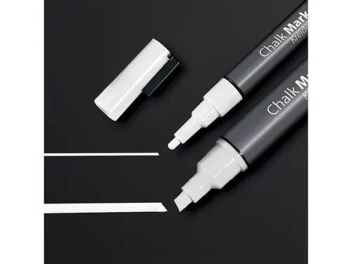 Krijtstift Sigel wit set 2 stuks ronde- en beitelpunt