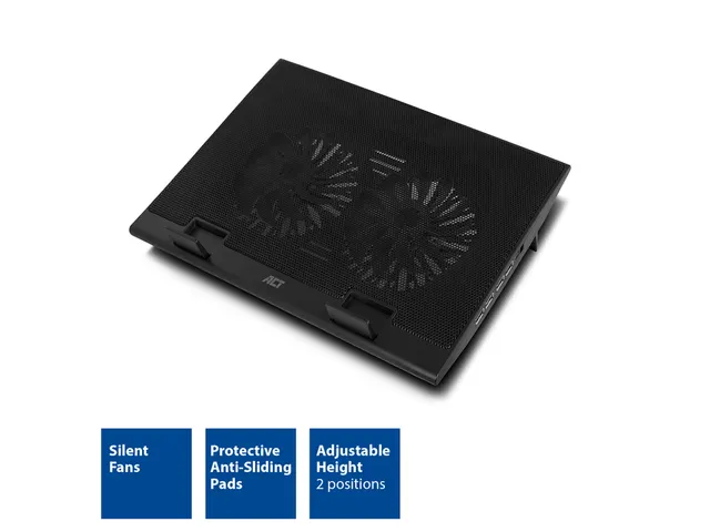 Laptopstandaard ACT 2 standen met ventilator 4-p hub