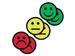Magneet smiley 50mm 2x geel 2x groen 2x rood