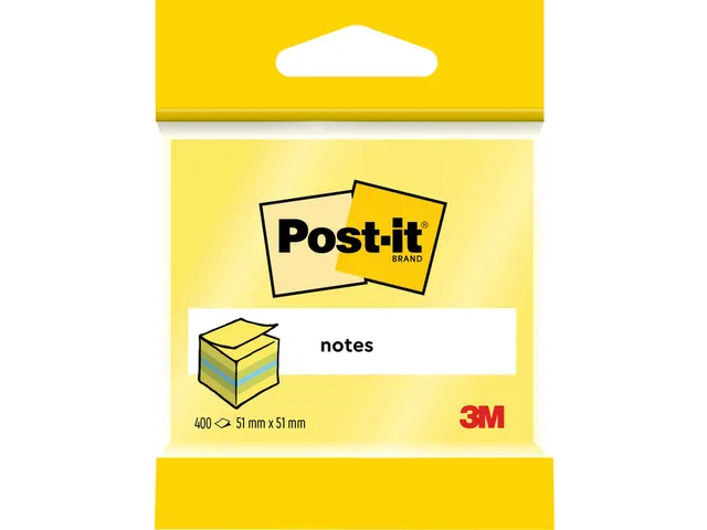 Bloc-mémos 3M Post-it 2012L 51x51mm cube assorti 400 feuilles
