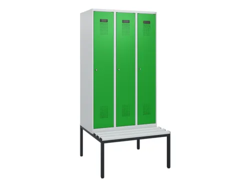 locker met bank,HxBxD 1950x900x815mm,3vak,vak B 300mm,cilinderslot