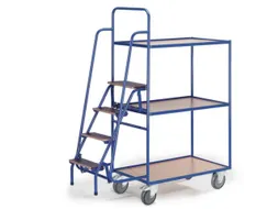 Orderverzamelwagen 990x590mm Totale H 1900mm 3 Etages Hout Ral5010
