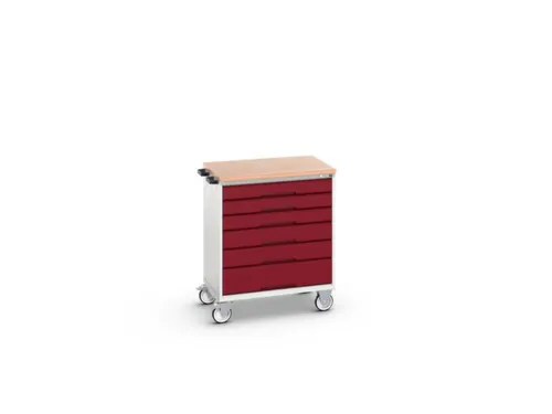 gereedschapswagen 980x800x600mm multiplexblad 6 laden RAL7035+RAL3004