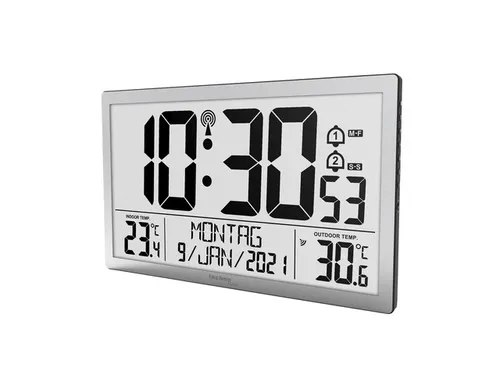 Digitale wandklok Technoline WS 8113 373x228x30mm zwart met 1 buitense