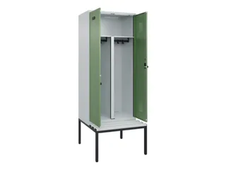 PBM-locker met bank,HxBxD 2120x800x815mm,2vak,vak B 400mm,draaigrendel - 1