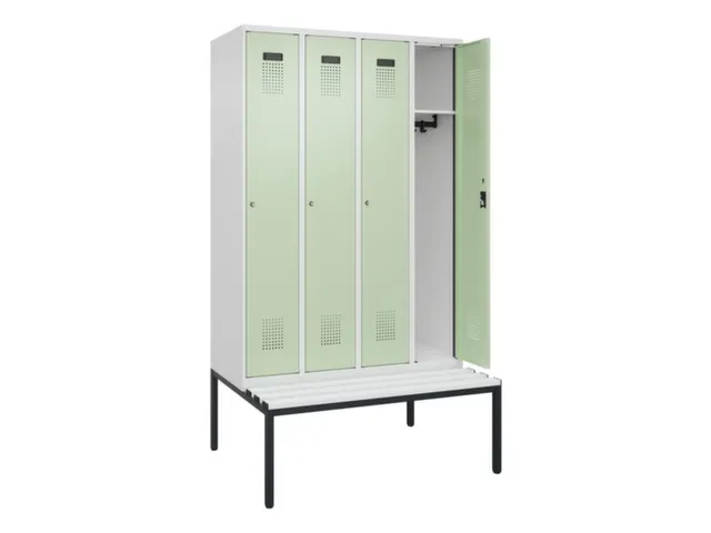 locker met bank,HxBxD 2120x1200x815mm,4vak,vak B 300mm,cilinderslot