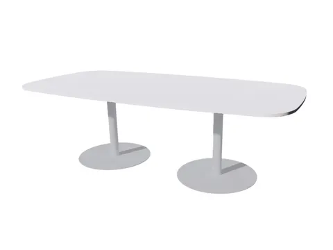 Linesto vergadertafel 240x120 deens ovaal krijtwit 25mm alu