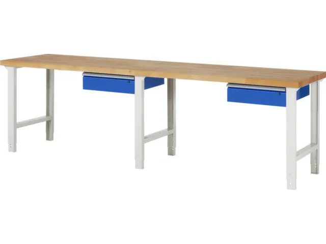 werkbank,HxBxD 790-1140x3000x700mm,beukblad,draagverm. 750kg
