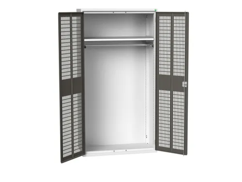 Lockerkast 2000x1050x550mm 1 vak, dubbele ventilatiedeur, RAL7016