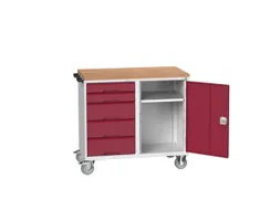 montagetafel 980x1050x600mm multiplexblad 5 laden kast front RAL3004