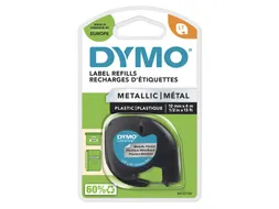 Labeltape Dymo Letratag 91208 Metallic 12mm Zwart Op Zilver S0721730