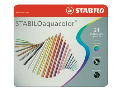 Kleurpotloden Stabilo Aquacolor 24Stuks Metalen Etui Assorti