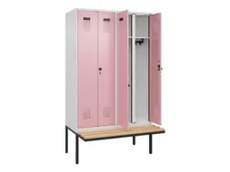 locker met bank,voor scheiding van kleding,HxBxD 2120x1200x815mm,4vak