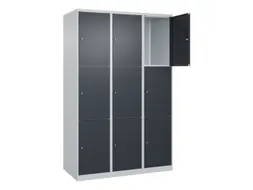 lockerkast,HxBxD 1850x1200x500mm,3x3vakken,vak B 400mm,cil.-slot