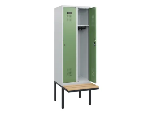 locker met bank,HxBxD 1950x600x815mm,2vak,vak B 300mm,cilinderslot