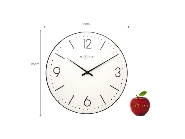 Wandklok NeXtime 35cm bol glas wit 'Basic Dome' streep/cijferaanduidin
