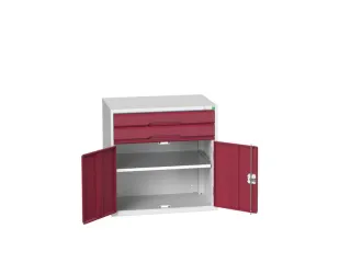 ladekast HxBxD 800x800x550mm 2laden 2deuren RAL7035 front RAL3004 - 1