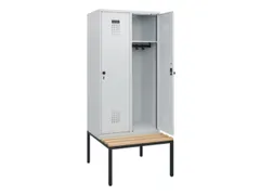 locker met bank,HxBxD 1950x800x815mm,2vak,vak B 400mm,draaigrendel