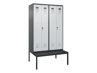 locker met bank,voor scheiding van kleding,HxBxD 2120x1200x815mm,4vak - 2