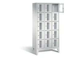 Lockerkast 1850x900x500mm 3x5 vakken Cilinderslot Poten, RAL7035