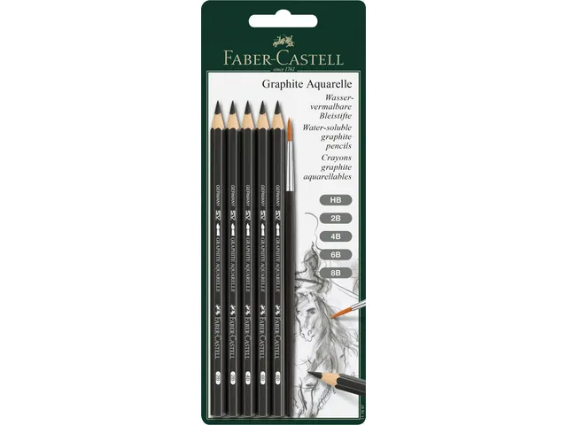 Aquarelpotlood Faber-Castell Graphite blister 5 stuks + penseel