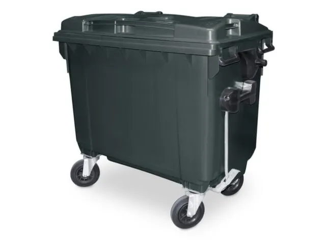 Vuilcontainers,660l,romp HDPE grijs,HxBxD 1165x1265x775mm,4zwenkwielen