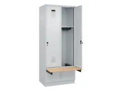 locker met bank,HxBxD 1950x800x815mm,2vak,vak B 400mm,draaigrendel