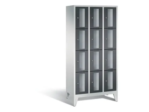 Lockerkast 1850x900x500mm 3x4 vakken Cilinderslot Poten, RAL7021
