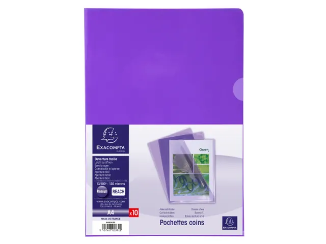 Zak Van 10 L-Mappen A4 0.13mm Gladde Pvc Sterke Kwaliteit Paars