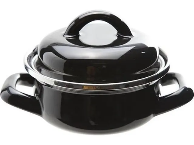 Serveerpan Zwart email 10cm 300ml 2 handvaten