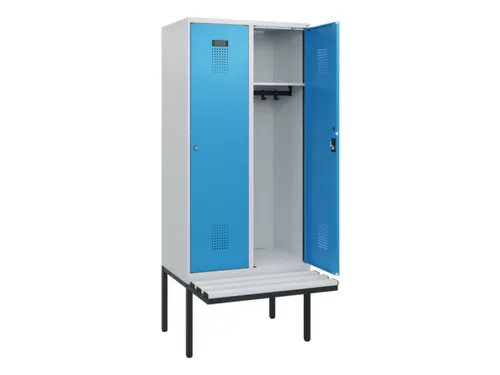 locker met bank,HxBxD 1950x800x815mm,2vak,vak B 400mm,cilinderslot