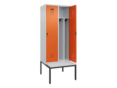 locker met bank,voor scheiding van kleding,HxBxD 2120x800x815mm,2vak