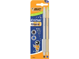 BIC Cristal Glacé Balpen Medium Goud en Zilver Blister à 2 Stuks