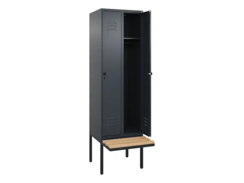 locker met bank,HxBxD 2120x600x815mm,2vak,vak B 300mm,draaigrendel