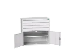 ladekast 1000x1050x550mm 4laden 2deuren uittrekbaar RAL7035