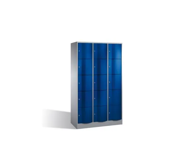 lockerkast,HxBxD 1950x1150x640mm,3x5vakken,romp RAL7035,front RAL5012