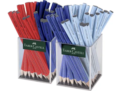Potlood Faber-Castell Jumbo Grip 2 kokers van 36 stuks rood,blauw,sky